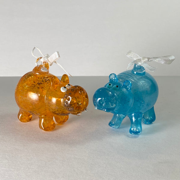 Holiday Ornaments: glass hippos