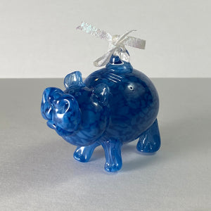 Holiday ornament t: Blue glass hippo