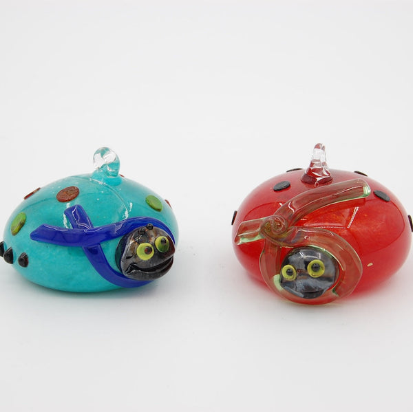 Ladybug Glass Globe Terrarium in Clear & Ruby, #837 Ladybug Glass Globe Terrarium in Clear & Ruby, #837