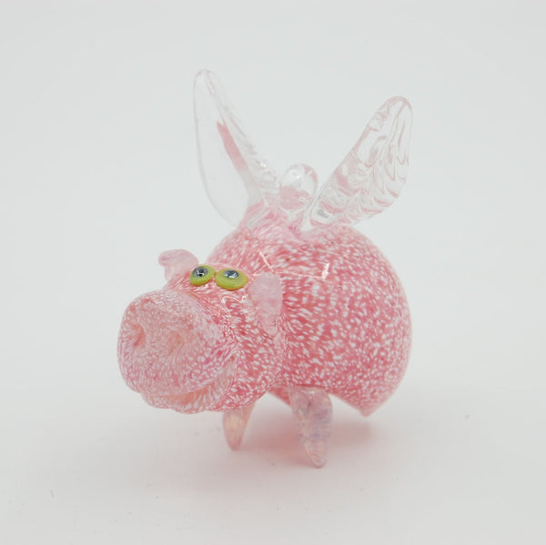 Blown Glass Winged Pig Ornament