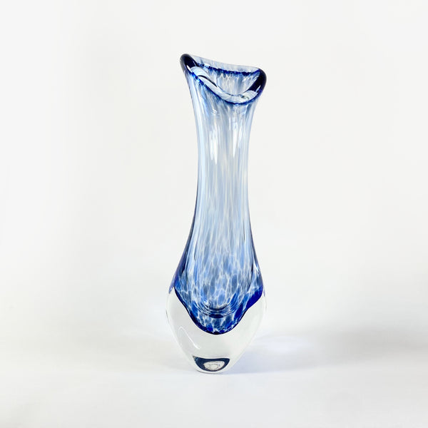 Blue Streaked Rainstorm Vase
