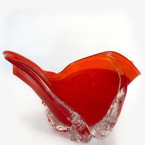 Red Octo Bowl with Orange Lip