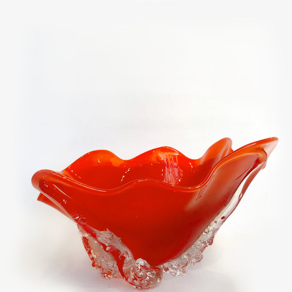 Red Octo Bowl with Orange Lip
